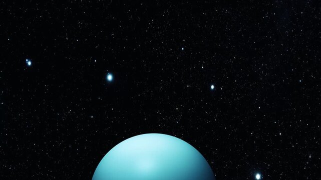 Photorealistic Uranus Planet in Outer Solar System with Detailed Surface Atmosphere