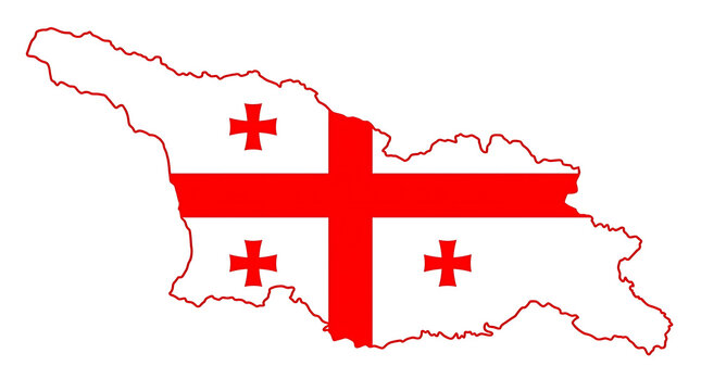Georgian flag with red cross on white background illustration