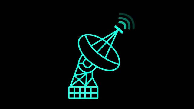 minimalist satellite dish icon with signal waves animation