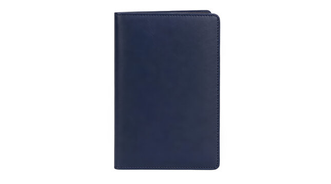 Blue leather passport holder isolated on transparent background