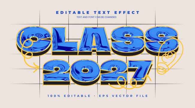 Class 2027 Editable text effect in memphis trend style