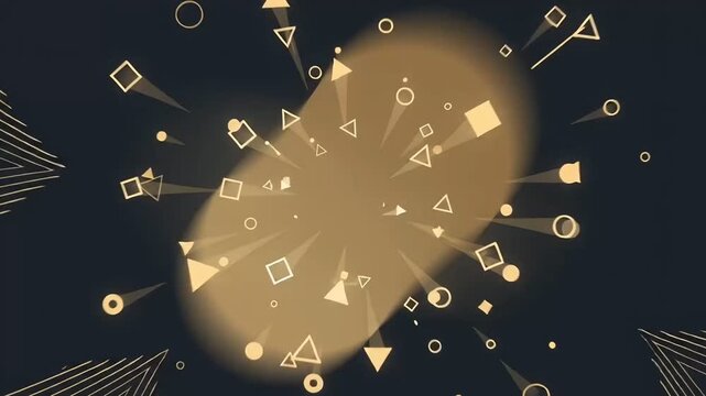 Animated Light Bulb Exploding with Geometric Shapes and Gold Particles, Creativity and Big Idea Concept Motion Graphic.
