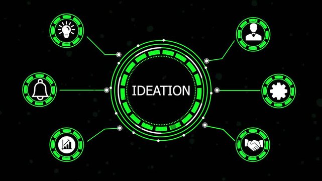 ideation with infographic on dark background for business and technology presentations workflow