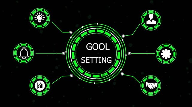 gool setting with infographic on dark background for business and technology presentations workflow