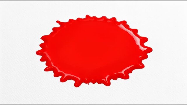Red paint splatter on a white surface, suitable for illustration, design or decoration