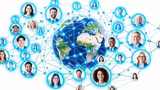 Global Business People with Network Image Concept Around the WorldーDigital Communication and International Conference
