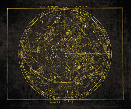 Vintage Northern Hemisphere Star Map Celestial Atlas