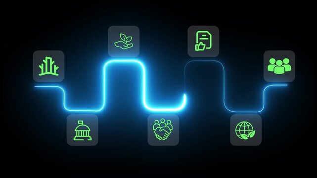 ESG concept of environmental, social and governance. Sustainable corporation development. Here, show a path there are many icons of environmental. 