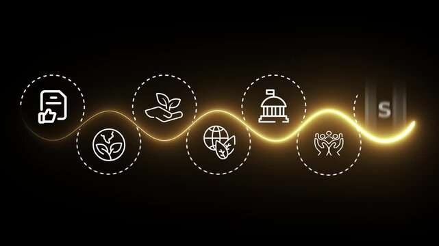 ESG concept of environmental, social and governance. Sustainable corporation development. Here, show a path there are many icons of environmental. 