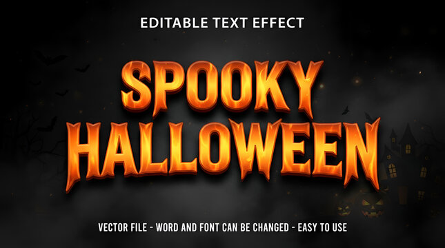 Editable text effect spooky halloween in 3d style