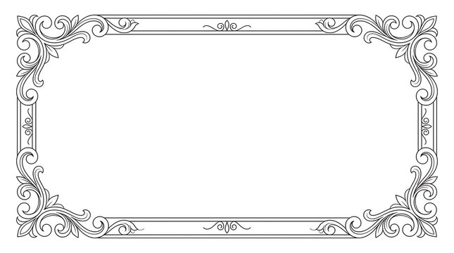 Elegant vintage certificate border with intricate floral scrollwork and ornamental design elements for classic certificates