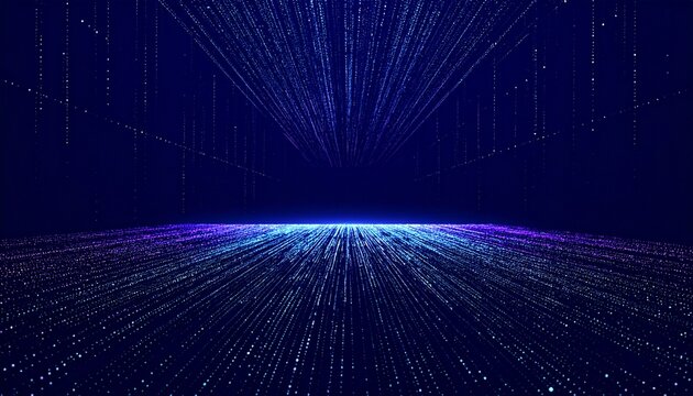 人工知能の高速データ処理と広大な光の空間を表現した抽象的で未来的なデジタル背景素材