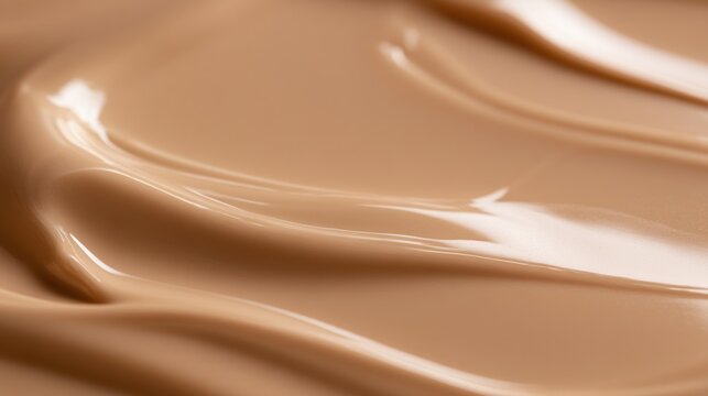 Swirls of creamy beige foundation texture with highlights