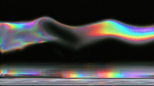 Abstract rainbow light spectrum glitch effect on black background