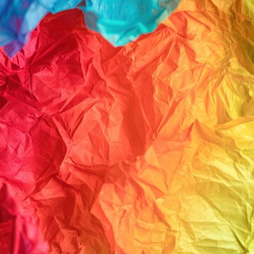 Vibrant rainbow gradient crumpled tissue paper texture abstract background