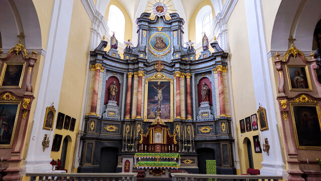 Majestic Baroque Church Interior with Golden Altar