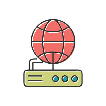 Global Internet Network Router with World Globe and Wireless Connectivity Single Icon Vector Illustration