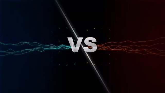 Versus Screen Background with Red and Blue Electric Waves for Esports and Battle Confrontation