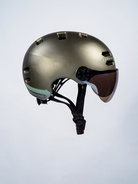 Grey electric bicycle safety helmet