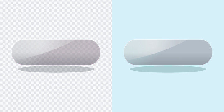 Blank glass oval button with soft shadows for custom website interface design control elements.