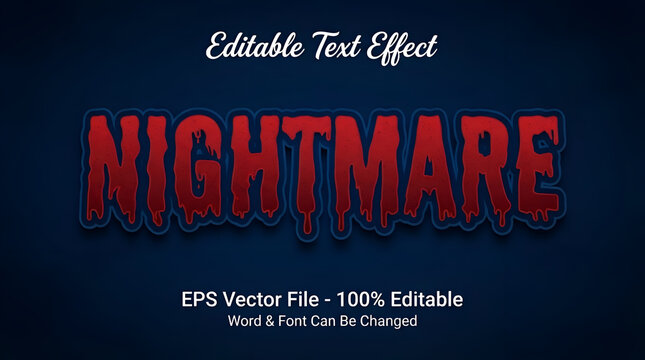 Nightmare text effect style. Editable text effect halloween theme