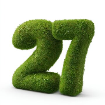 3D Artwork of the Number 77 with Surrounding Green Grass