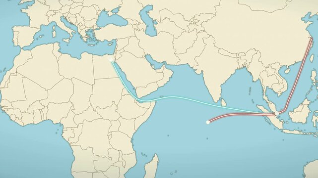 Two shipping routes compared via the Suez Canal and around Africa