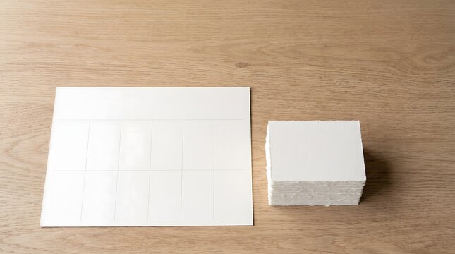 Blank seating chart beside place card stack, wedding guest planning and organization concept