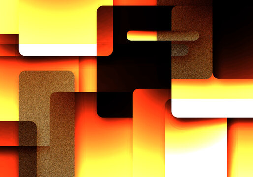 Abstract Geometric Background with Layered Orange Yellow and Black Rounded Rectangles