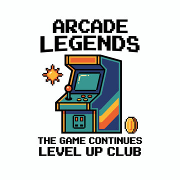 A playful logo featuring a classic arcade machine and gaming elements that evoke nostalgia, perfect for an arcade club or gaming community. Celebrate the fun of retro gaming experiences.