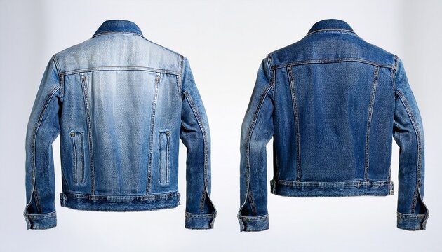 two denim jackets one showcasing the back and the other showing the front view