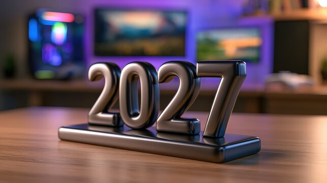 Modern Living Room Display with 2021 Date and Number