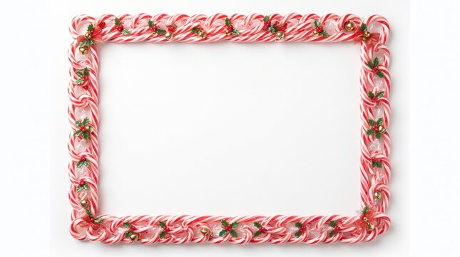 Candy cane border frame for christmas holiday greeting cards and festive designs