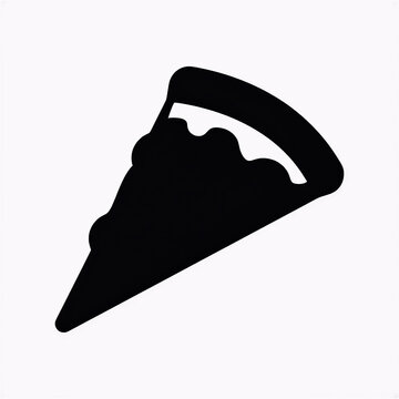 Black silhouette icon of a pizza slice isolated on a white background.