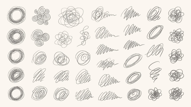 Organic graphite scribble vector set with hand drawn pencil textures