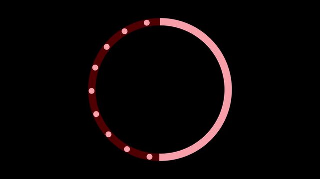 Abstract animation of a loading spinning load wheel. animation - loading rad circle icon Buffering and progress indicator icon isolated on black background. 4k motion graphics video