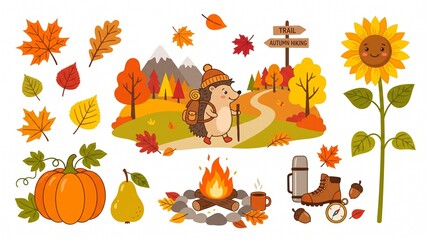 Obraz premium autumn leaves and birds