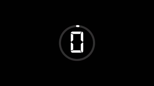 Countdown timer from 5 to 0 seconds real time. Modern flat design of countdown animation isolated on transparent background with alpha channel 5 Seconds Digital Countdown