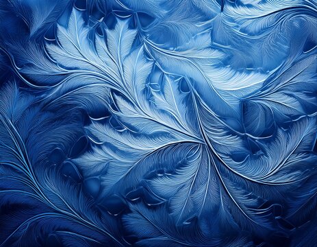 a dark blue abstract background featuring intricate ice textures the frosty patterns create a crystalline effect blending depth and coldness with the rich cool tones of the icy surface