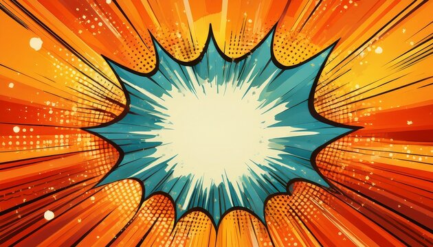 comic style pop art explosion frame in vibrant orange background