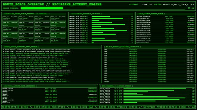 Brute Force Override Recursive Attack Terminal Animation.