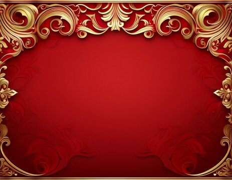 elegant red background with gold ornate border decoration