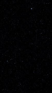 Rotating Imitation Starfield Background with Twinkling Stars. Dark imitation starfield turns smoothly while scattered pointed stars twinkle. This space background offers calm motion for titles.