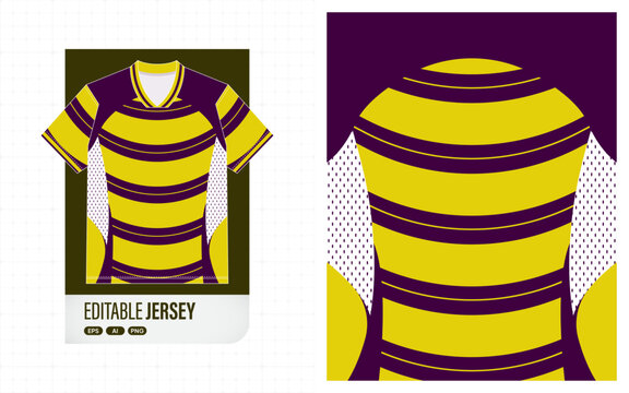 Horizontal Striped Sports Jersey Design in Yellow and Purple