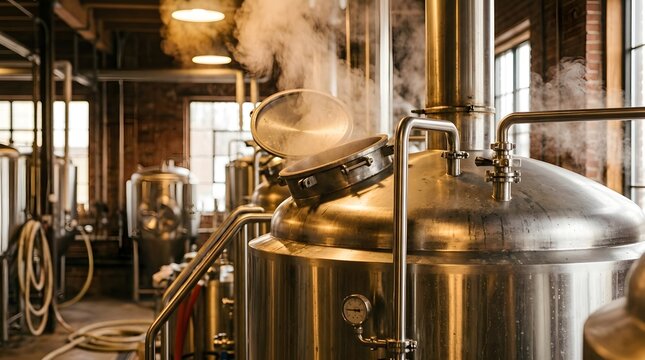 Craft Beer Brewing Kettle Steam