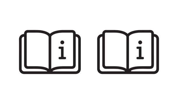 Information icon set represented as open books with the letter i help desk info sign reference