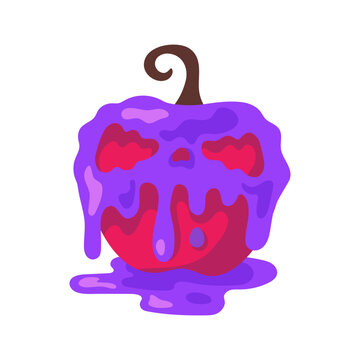 Spooky Halloween pumpkin covered in vibrant purple slime, perfect for eerie holiday designs.