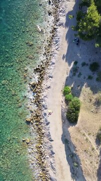 Cote Dazur Beach vertical drone view france
