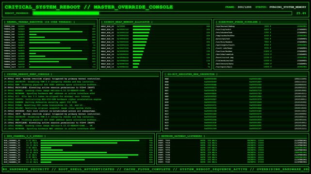 Critical System Reboot Master Override Console Terminal.