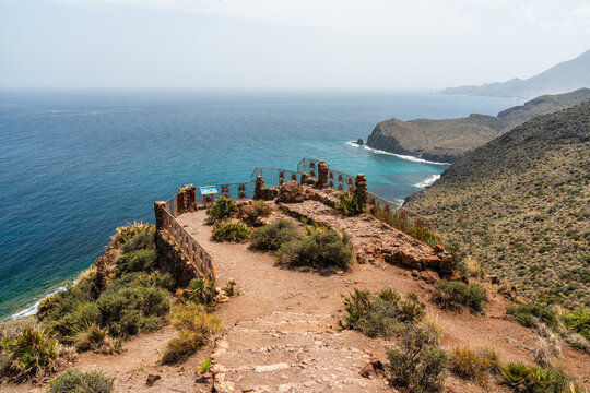 Scenic seascape at the Mirador de la Amatista, Cabo de Gata natural park, Spain.